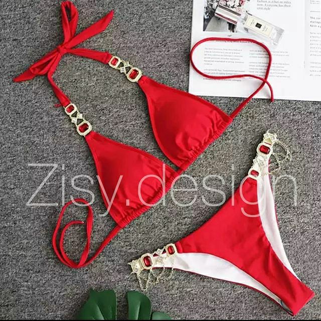 ZS116 - Crystal Diamond Bikini ( Red )