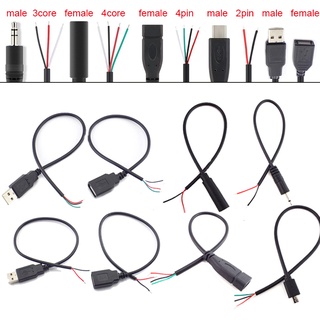 สายเคเบิลเชื่อมต่อพาวเวอร์ซัพพลาย 2-pin 4-pin Micro USB 2.0 Type-C AUX ตัวผู้เป็นตัวเมีย