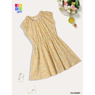 KiddeeCrew ชุดกระโปรงเด็กสีเหลืองลายกระต่าย Yellow striped rabbit dress เหมาะสำหรับอายุ 1-10 ปี