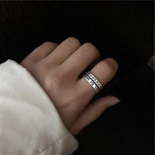 ins retro distressed personality Roman numeral ring trend square index finger joint ring