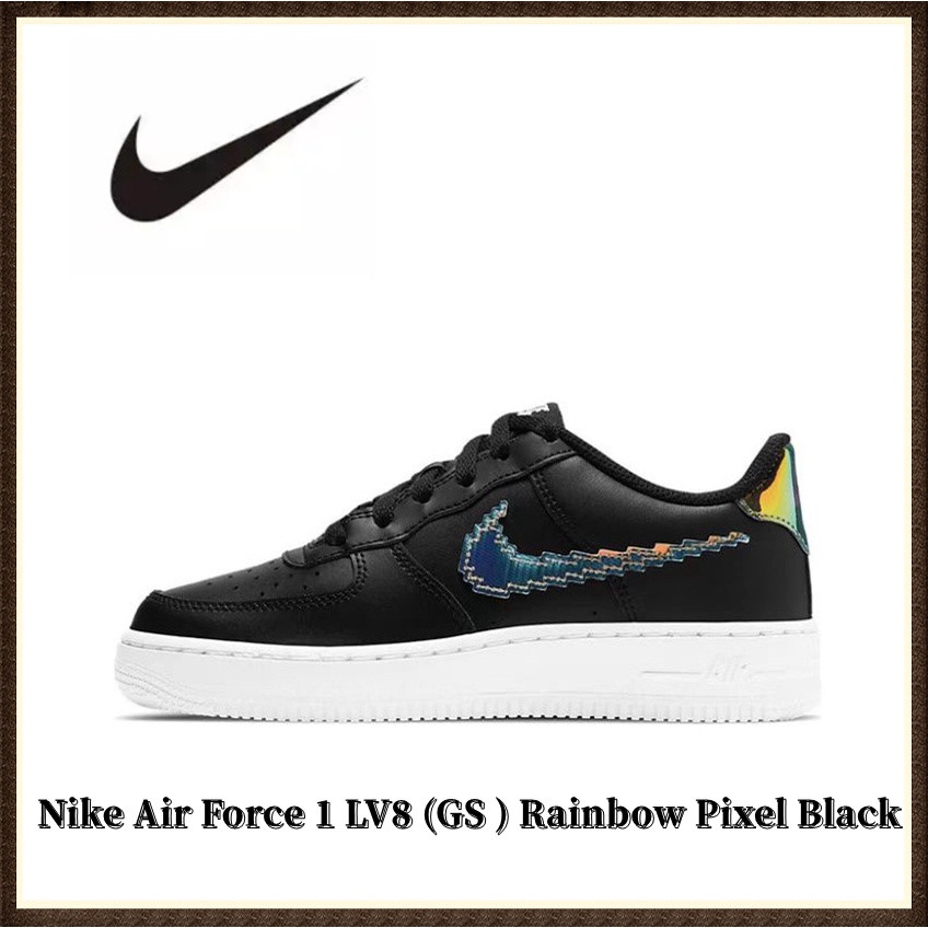 Nike Air Force 1 White Iridescent Pixel Swoosh Grade School GS,  White/Multicolor-black, 4 Big Kid : .in: Fashion