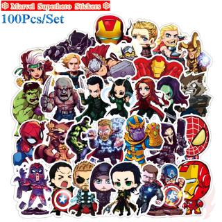 ชุดสติกเกอร์ 100 ชิ้น ลาย Marvel Superhero แฟชั่น สำหรับตกแต่งแล็ปท็อป สเก็ตบอร์ด กระเป๋าเดินทาง งาน DIY