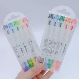 ปากกาเน้นข้อความ ยูนิ ไฮไลท์เตอร์ Light &amp; Smoke color แบบเซต 5 สี