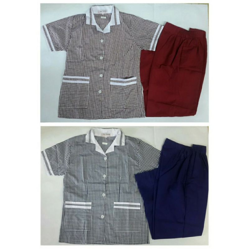 Wcare ชุดพยาบาลกางเกงลายสก๊อต SML-XL