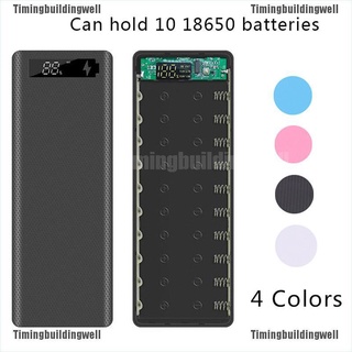 Twth กล่องเคสแบตเตอรี่สํารอง หน้าจอ LCD USB คู่ 10x18650 DIY