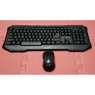 Q-TECH KB-218wireless mouse and keyboard 104 keys +11 multimedia function keys  2.4GHz gaming keyboard (Black)