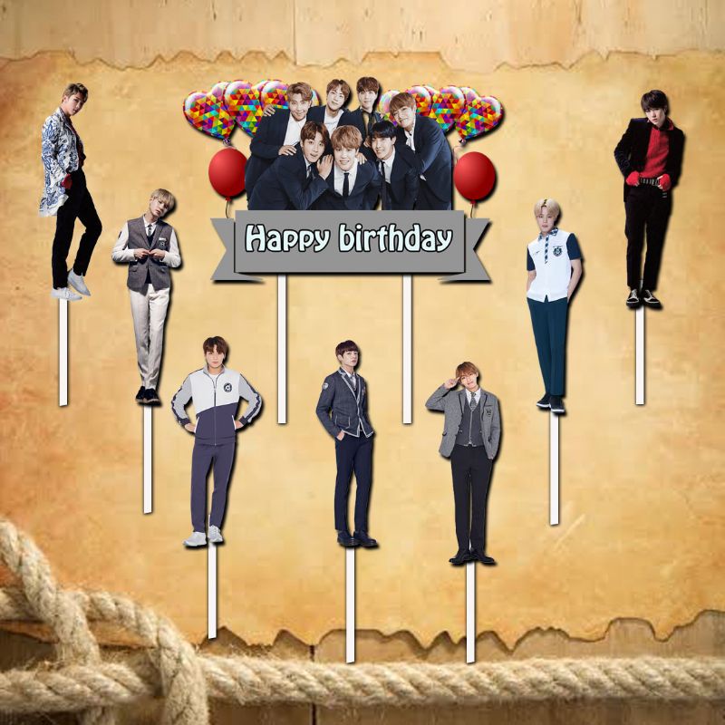 BTS เค้กวันเกิดแฮปปี้ Topper ตกแต่งเค้กวันเกิด