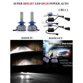 LED ไฟหน้ารถยนต์ SUPER BRIGHT 6000K หลอด LED 100% ทั้ง ไฟสูง และไฟตำ่ ระบบ AUTO LED พร้อมชุดบัลลาร์ด ( H11,H8,H9 )