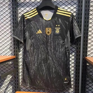 เสื้อกีฬาแขนสั้น ลายทีมชาติฟุตบอล Argentina Americas Cup ชุดเหย้า สีดํา สําหรับผู้ชาย 2022