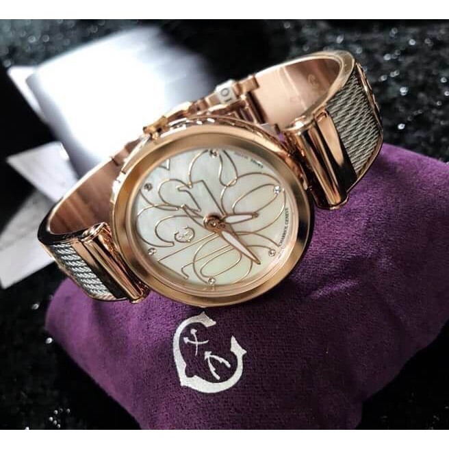 พร้อมส่ง นาฬิกาข้อมือผู้หญิง Charriol Women's Forever Diamond Dial Stainless Steel Quartz Watch