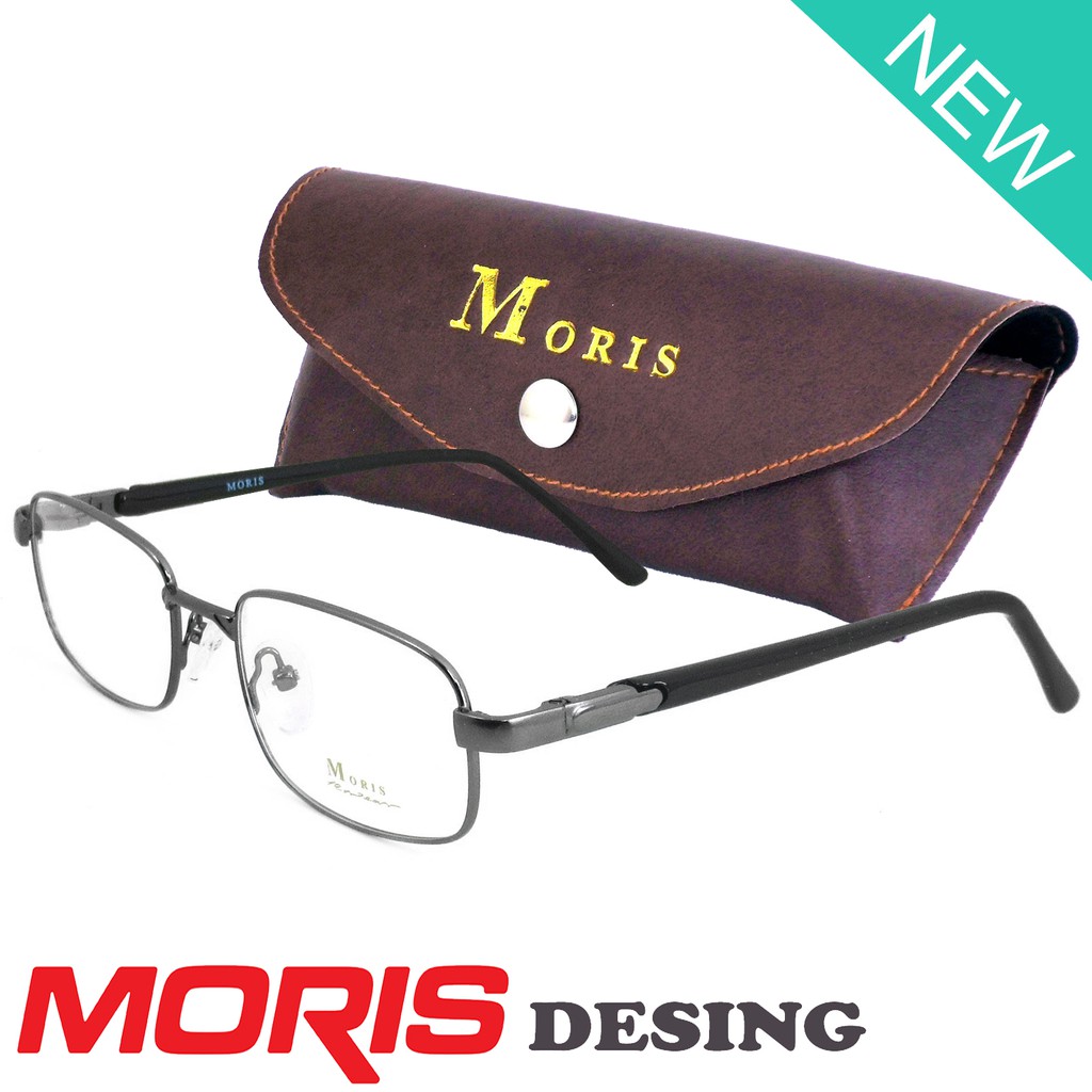 Moris แว่นตา รุ่น 6465 สีเทา กรอบเต็ม ขาสปริง วัสดุ สแตนเลส สตีล (สำหรับตัดเลนส์) กรอบแว่นตา Eyeglas