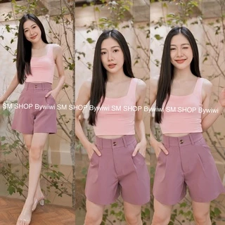 🌈รุ่น B1🌈 พิเศษ!กางเกงขาสั้นทรงบอย กระดุมหน้า ผ้าไอวี่หรือผ้าเปเป้ ราคาถูกS-2XL มีบริการเก็บปลายทาง