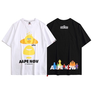 A BATHING APE Aape เสื้อยืดแขนสั้น ผ้าฝ้าย ระบายอากาศ ทรงหลวม เข้ากับทุกการแต่งกาย แฟชั่นฤดูร้อน สําหรับผู้ชาย และผู้หญิ