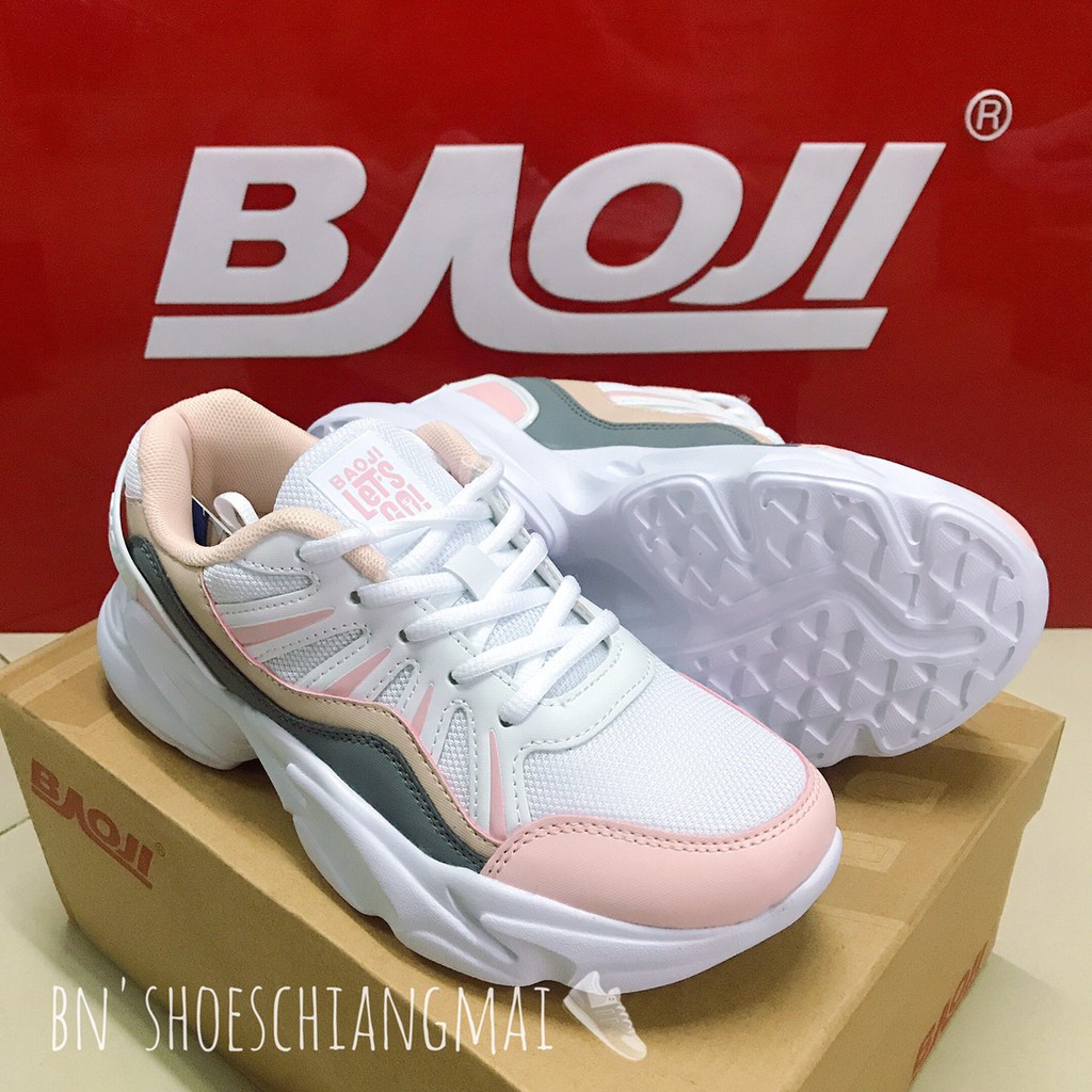 💗NEW💗รองเท้าbaoji แท้💯 รุ่นBJW604 สีขาวแถบชมพู