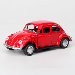 ของแท้ โมเดลรถยนต์ 1/32 VW Beetle Volkswagen Beetle อัลลอย เครื่องประดับสีแดง เปิดประตูได้