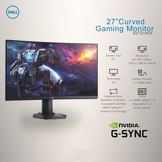 0% นาน 10 เดือน # Dell S2721HGF 27" Full HD (1920x1080) 144Hz 4ms VA AMD FreeSync Premium Pro Curved Gaming Monitor