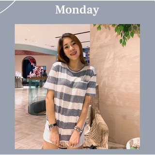 เสื้อลายขวางผ้าบาง Unisex ไซส์ M/L