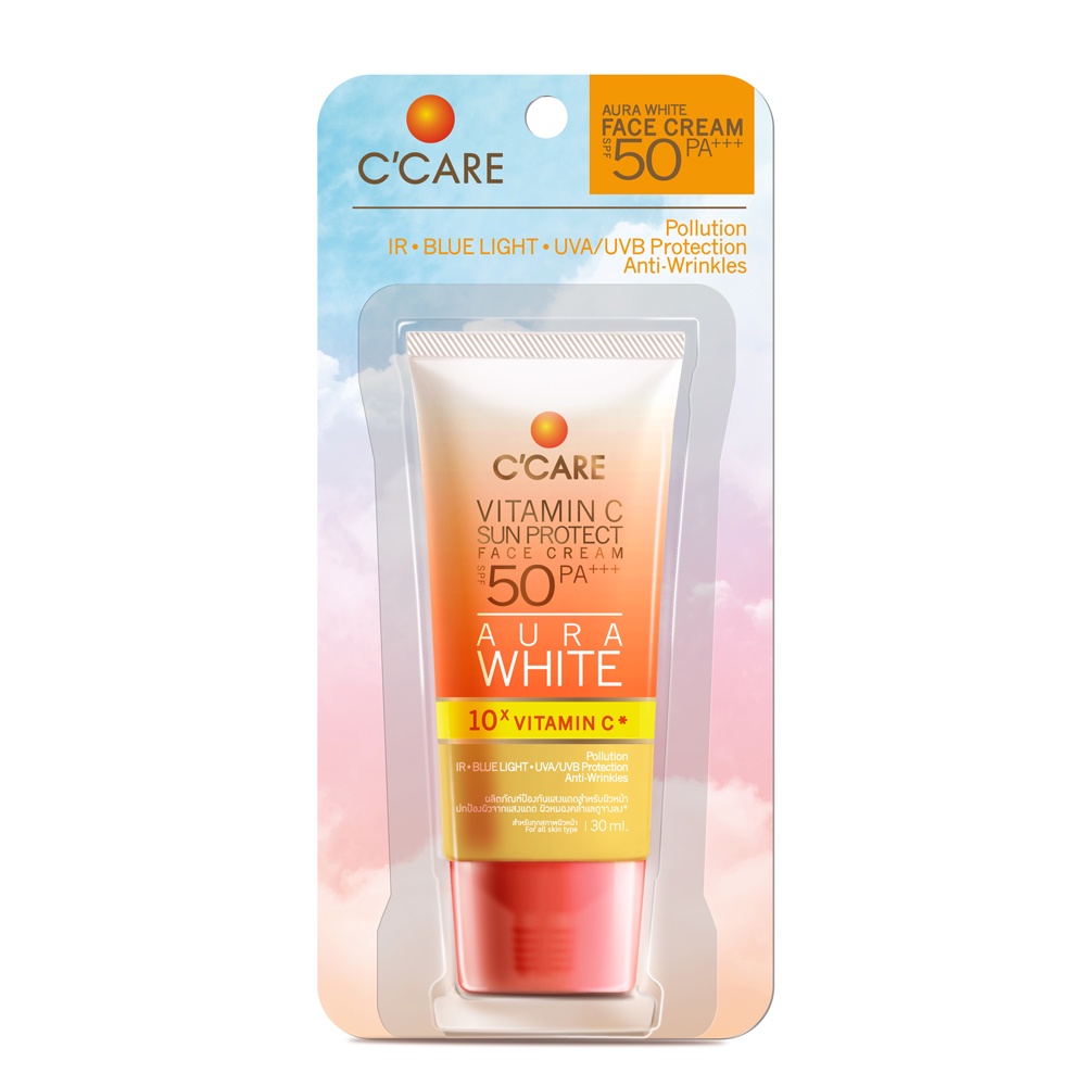 ซีแคร์ ไวตามิน ซี ซัน โพรเทค เฟส ครีม เอสพีเอฟ 50 พีเอ+++ (30 มล) C’CARE Vitamin C Sun Protect Face Cream SPF 50 PA+++