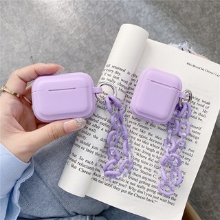 เคสหูฟัง ซิลิกาเจล ทรงสี่เหลี่ยม สีม่วง สําหรับ AirPods Pro AirPods 1 AirPods 2 AirPods 3