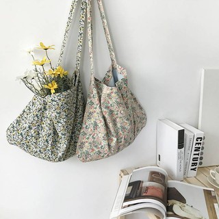 ทักแชทก่อนสั่ง 🕙 กระเป๋าผ้าลายดอกไม้ (Small Floral tote bag)