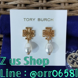 พร้อมส่ง Tory Burch Britten Pearl Drop Earrings- gold/silver/rosegold.