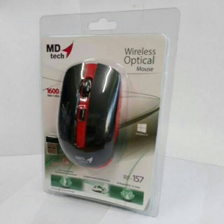 เมาส์ไร้สาย MD-Tech Wireless Optical Mouse RF-157 USB สีสีดำ-แดง