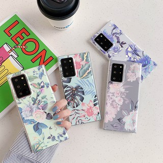 แฟชั่น ฤดูร้อน ใบไม้ ดอกไม้สด เคส Samsung Galaxy note8 note9 note10 plus note20 ultra s21 plus s21 ultra fe s21fe 5G case tpu ซิลิก้าเจล เปลือกนิ่ม