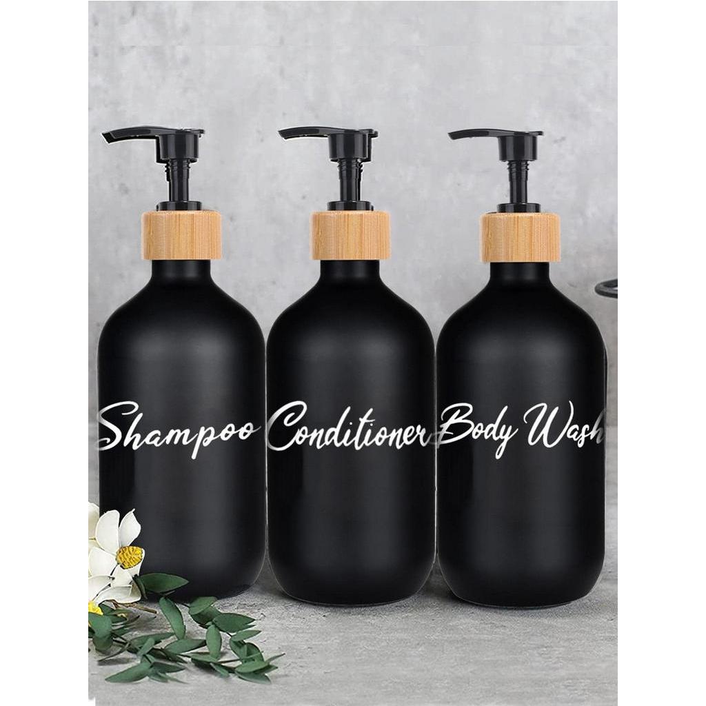 1 ชิ ้ นห ้ องน ้ ําขวดอาบน ้ ําพิมพ ์ ตัวอักษรสบู ่ Sub-bottling Shampoo/Shower Gel/Conditioner ไม ้ ไผ ่ ปั ๊ ม