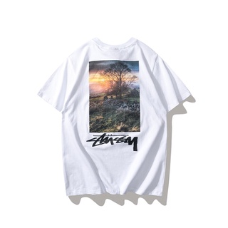 คนดัง Stussy Stussy โปสเตอร์แขนสั้นพิมพ์ลายผู้ชาย2021ฤดูร้อนใหม่สเก็ตบอร์ดฮิปฮอปสไตล์คู่เสื้อครึ่งแขนแบบหลวม คอกลม