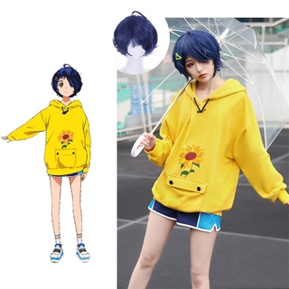 Wonder Egg Priority Ohto Ai Hoodie Anime Cosplay Costume Yellow Sweater Set Wig