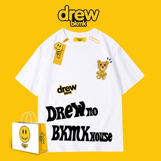 bh เสื้อยืดผ้าฝ้ายพิมพ์ลายกราฟฟิค Drew Smiley Face สไตล์ฮิปฮอปฤดูร้อน