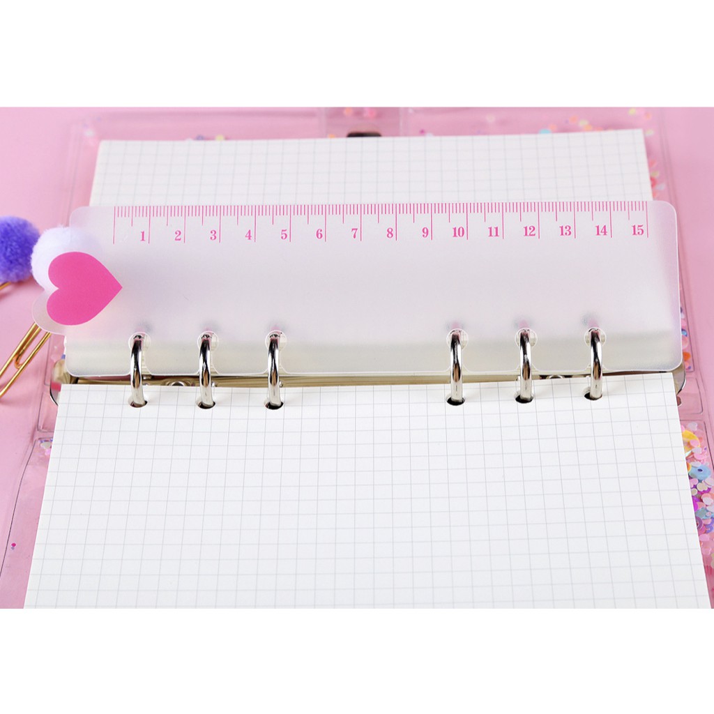 ไม้บรรทัดแพลนเนอร์ หัวใจชมพู  💕 Heart 6 รู Holes Planner Ruler Dividers Refill Divider Index Bookmark A6/A5 mimisplan - รูปที่ 6