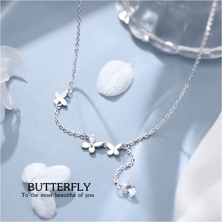 s925 Butterfly necklace สร้อยคอเงินแท้ ผีเสื้อน้อย สวยน่ารัก ใส่สบาย เป็นมิตรกับผิว