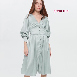 เดรส Dressยาว สีเขียวอ่อน ฟองน้ำในตัว!! ยี่ห้อ lynaround size XS