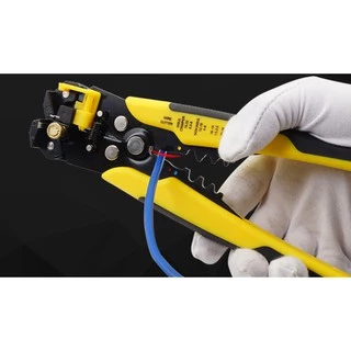 3-in-1 คีมปอกสายไฟ คีมปลอกสายไฟ อัตโนมัติ เครื่องมือปอกสายไฟฟ้า 10-24AWG ด้าม 8 นิ้ว (1 ชิ้น)