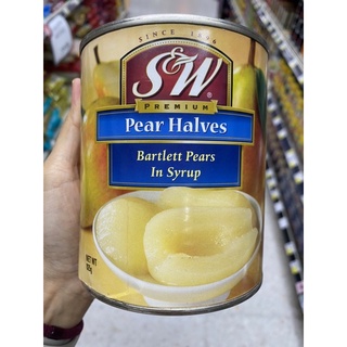 ลูกแพร์ครึ่งผล ในน้ำเชื่อม ตรา เอสแอนด์ดับบลิว 825 G. S&amp;W Premium Pear Halves Bartlett Pears In Syrup