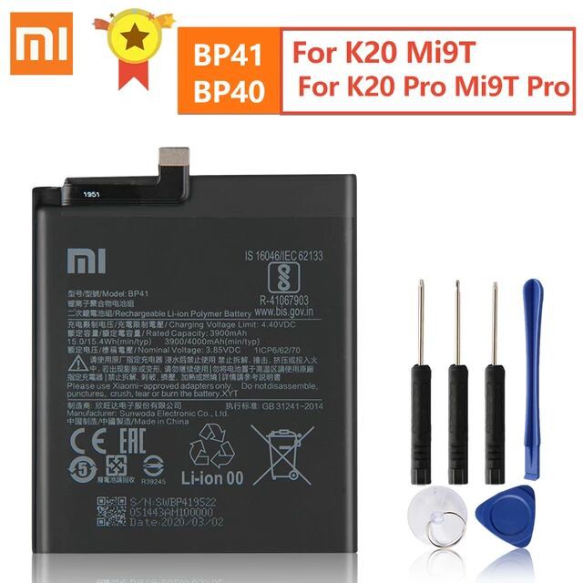 แบตเตอรี่ทดแทนBP41 BP40 สำหรับXiaomi Redmi K20 Pro Mi 9T Pro Mi9T Redmi K20Proของแท้แบตเตอรี่ 3900MAh