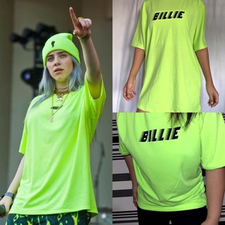 Billie Eilish Oversized T shirt Yellow Green Short Sleeve Crew Neck Streetwear Grunge Women Summer