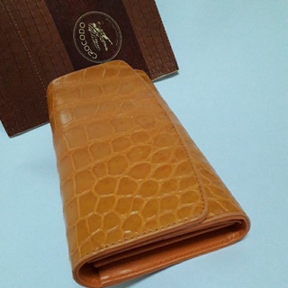 crocrodile  3p orange wallet กระเป๋าสตางค์จระเข้1299