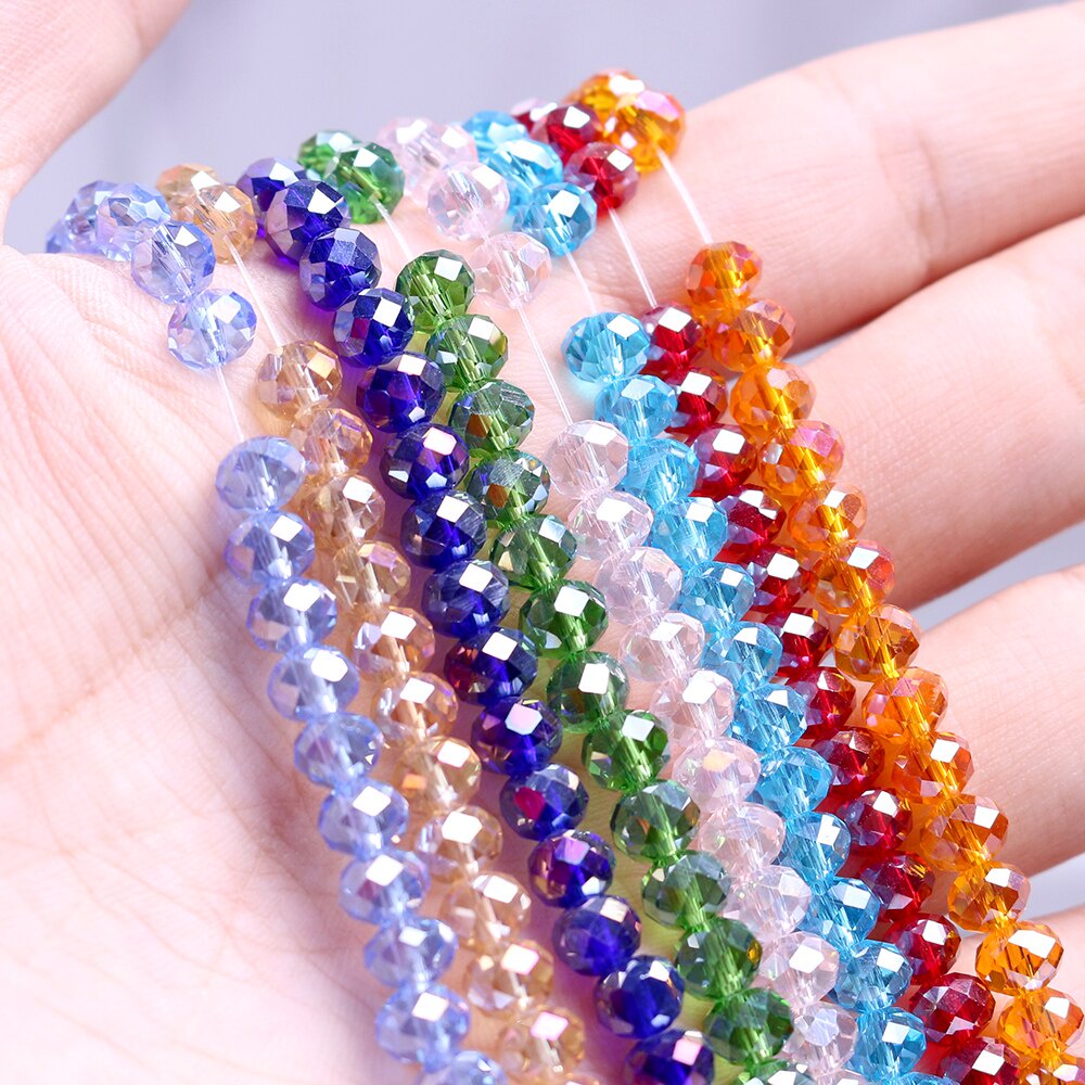 แก้ว Rondelle AB สี 6 มม.คริสตัลรอบ 270 ชิ้น/ล็อตหลวม Spacer 48 Faceted ลูกปัด Charm สร้อยข้อมือและเครื่องประดับอุปกรณ์เสริม