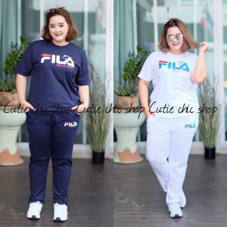 เซทเสื้อแขนสั้นกับกางเกงขายาว สกรีน fila (สาวอวบ)