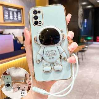 เคสโทรศัพท์มือถือ ซิลิโคน ขอบตรง ลายนักบินอวกาศ พร้อมขาตั้ง สําหรับ Oppo RENO 2 RENO Z RENO 3 RENO 3Pro RENO 2F