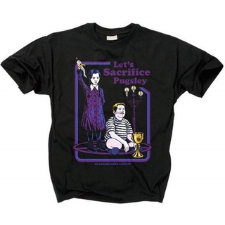 Addams Family เสื้อยืด มีฮู้ด ลาย Lets Sacrifice Pugsley DM สีดํา สําหรับผู้ชาย ผู้หญิงS-5XL