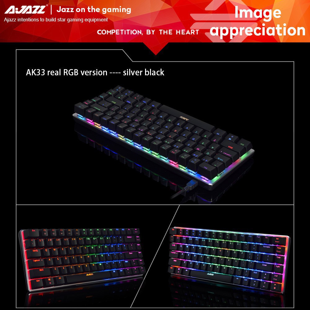 T&amp;T AJAZZ AK33 Keyclick Mechanical Keyboard Gaming E-sport LED Colorful Keyboard 0HIH