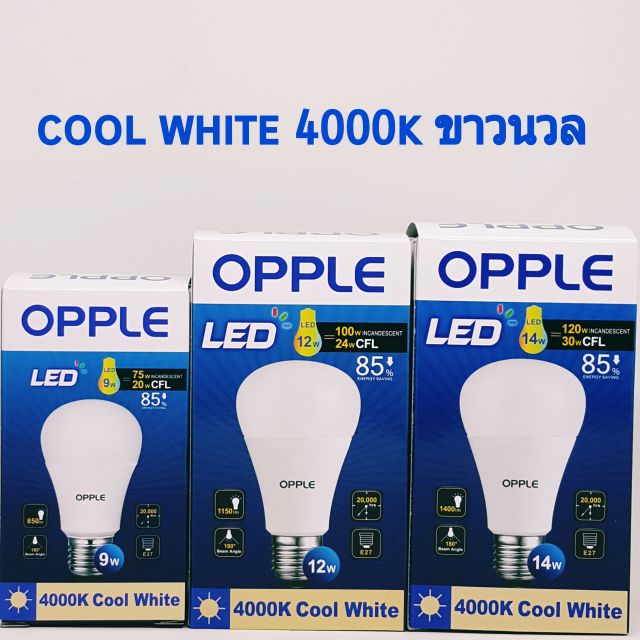 LED ECO MAX A60-A70 ขาวนวล คูลไวท์ 4000K E27 OPPLE
