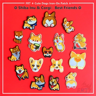 Shiba Inu &amp; Corgi : Best Friends - Cute Dogs - On แผ่นแพทช์ปักลายสําหรับตกแต่งเสื้อผ้า 1 ชิ้น