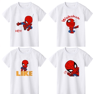 เสื้อยืดแขนสั้นพิมพ์ลายการ์ตูน Spider - Man สําหรับเด็ก
