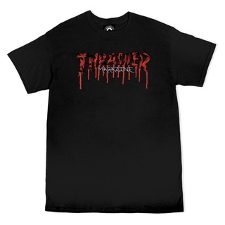 เสื้อยืดผ้าฝ้ายพิมพ์ลายแฟชั่น THRASHER BLOOD DRIP LOGO TEE