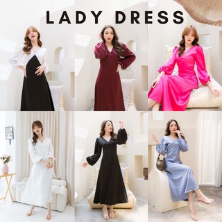 [กรอกโค้ด WYNEWU ลด 65.-] Basicnotbasics - Lady dress เดรสยาวผ้าซาติน เดรสออกงาน ทรงสวยหรูดูแพง