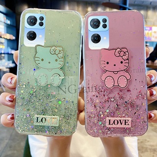 พร้อมส่ง เคสโทรศัพท์มือถือแบบนิ่ม tpu ลายเฮลโลคิตตี้ ท้องฟ้ากลางคืน หรูหรา สําหรับ OPPO Reno7 Pro 5G Reno 7 Pro 5G